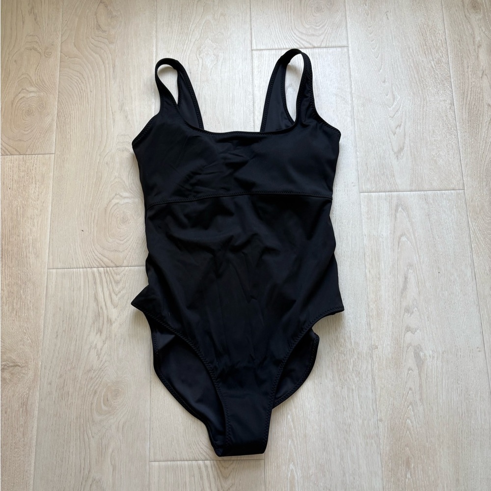 Fabletics Black Sunset Scoop Rib One-Piece Swimsuit Med